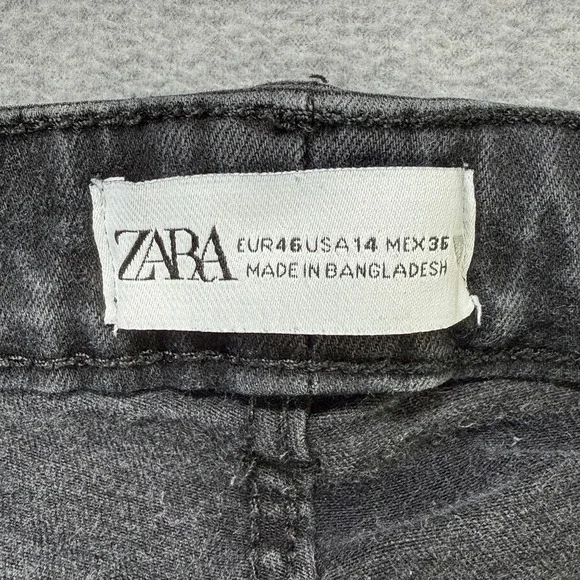 ZARA Y2K Gray Denim Straight Leg‎ Jeans Women's Size 14 - Picture 6 of 8